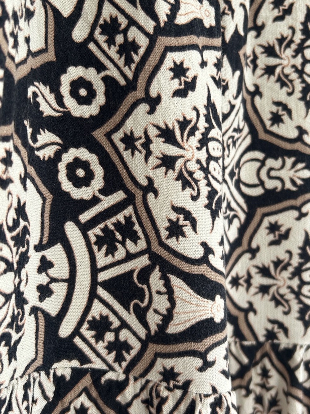 Max Studio Black and Cream Printed Tiered Maxi Skirt - Picture 10 of 11